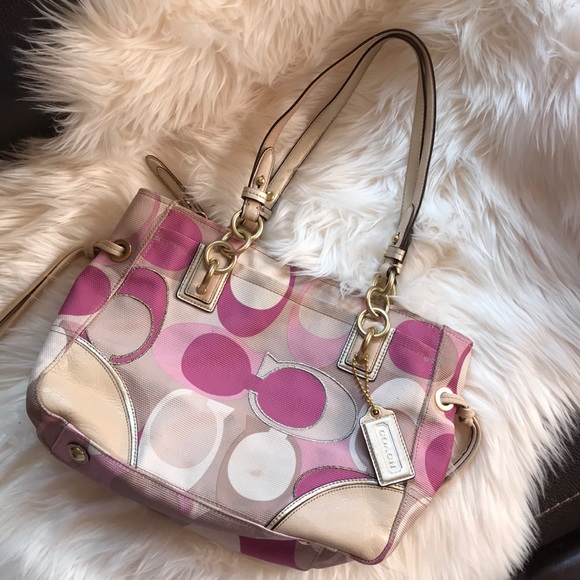 Coach Handbags - Coach purse 👜 pink and beige colored shoulder bag